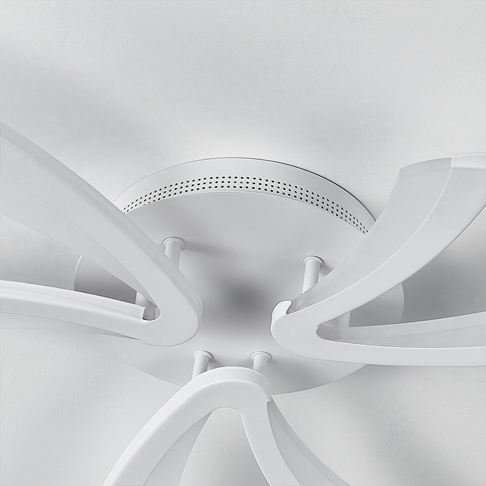 image 1 of Living and Home Unique V-Shaped LED Semi Flush Ceiling Light, 70cm Dia x 6.5cm H | White