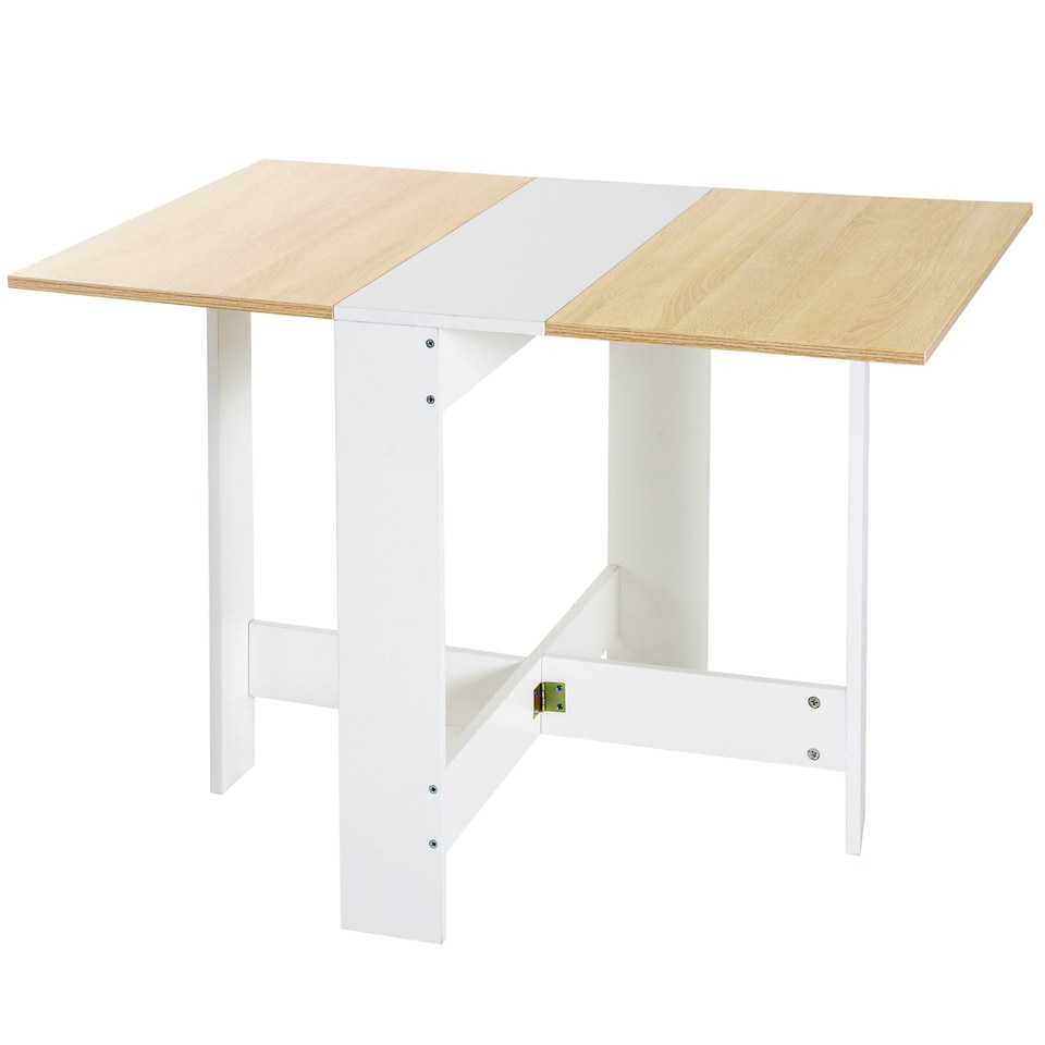 image 1 of HOMCOM Wooden Folding Table Writing Desk Oak, White Home Office