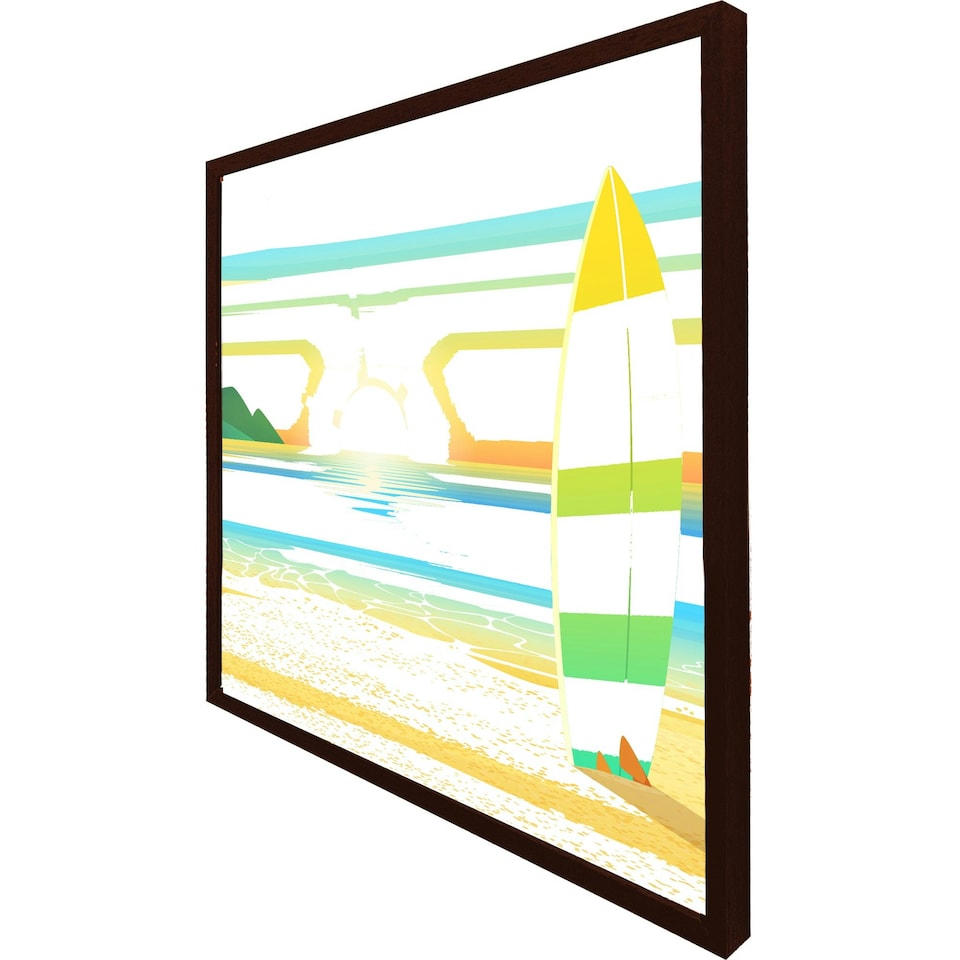 image 1 of Surf board on beach (Picture Frame) Brown | M