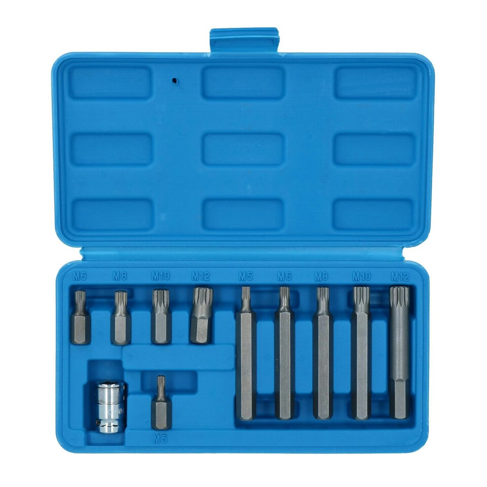 image 1 of Male Spline Shallow + Deep Bit Sockets 5mm - 12mm (M5-M12) 3/8in Drive