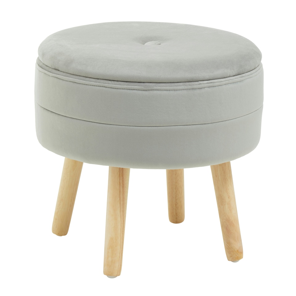 image 1 of Interiors By Premier Durable Grey Velvet Stool, Stylish Kitchen Bar Stool For Bedroom, Versatile Design Bar Stool For Guests