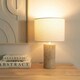 image 1 of ValueLights Chloe Marble Effect Natural Table Lamp with Drum Shade