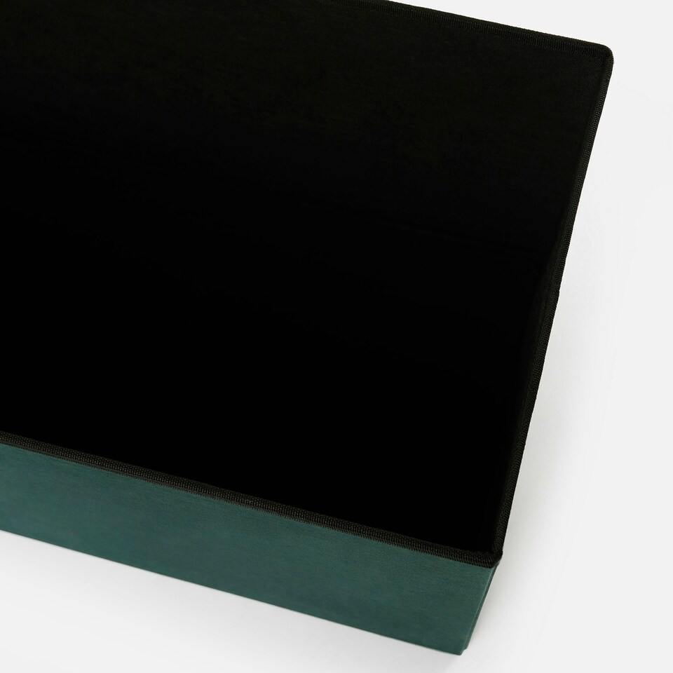 image 1 of OHS Matte Velvet Soft Long Rectangle Foldable Footstool Seat Storage Organiser Ottoman Green | Forest Green