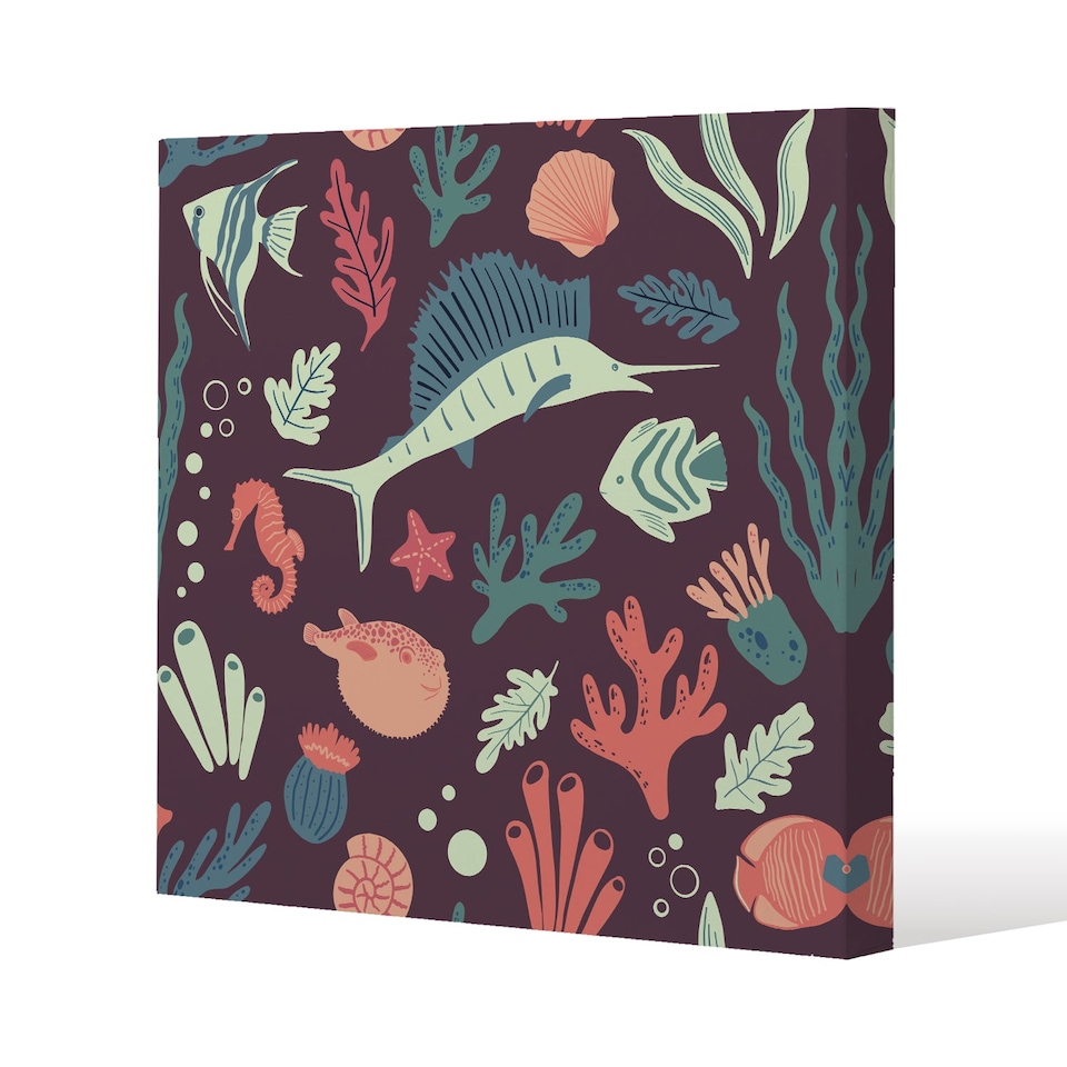 Sealife (Canvas Print) / 114 x 114 x 4cm | Multi