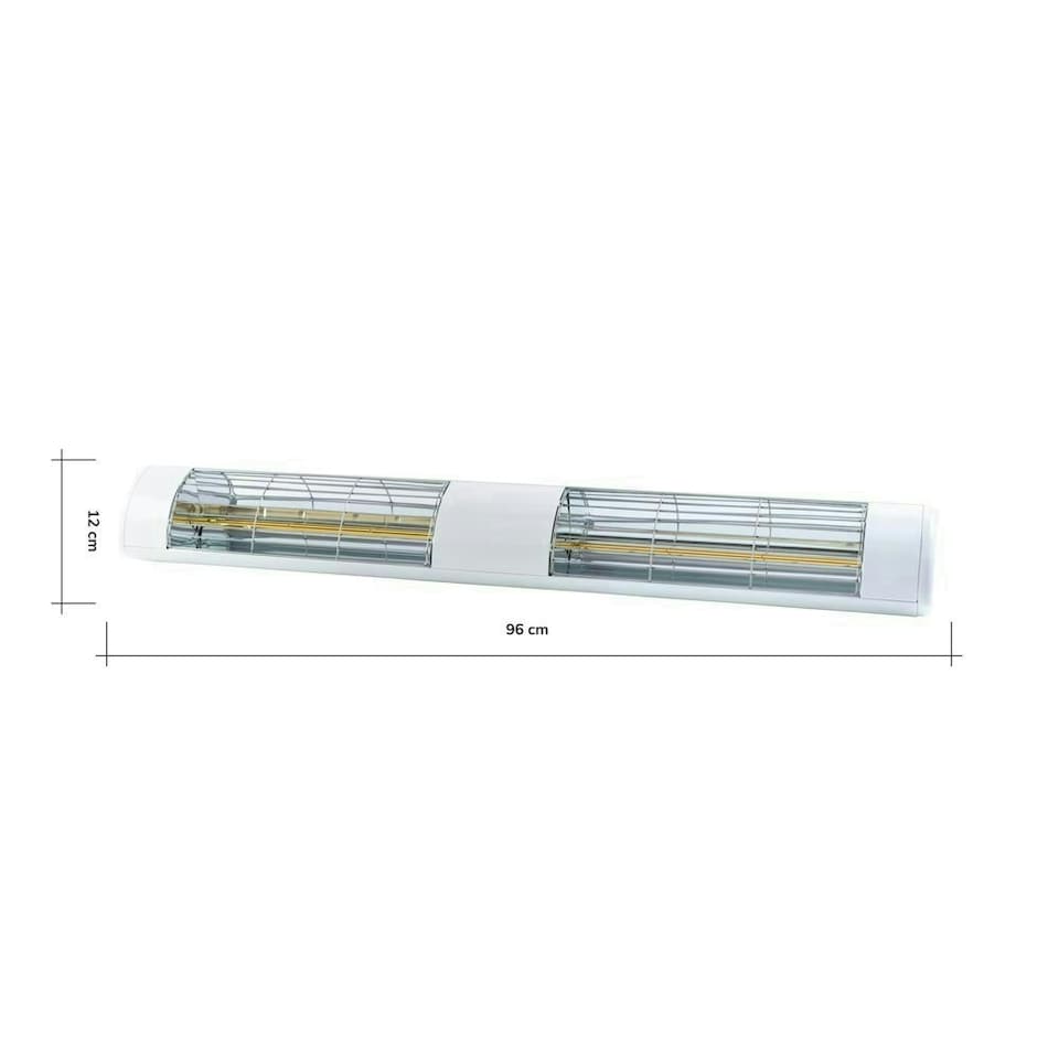 image 1 of 3kW Dual Wall Mounted Quartz Halogen Bulb Electric Infrared Patio Heater in White