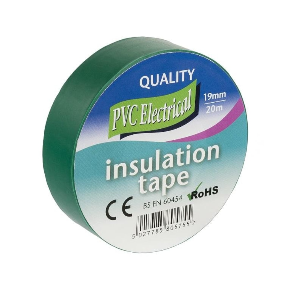 Electrical PVC Insulation Tape Green 19mm x 20m - One Colour - One Size