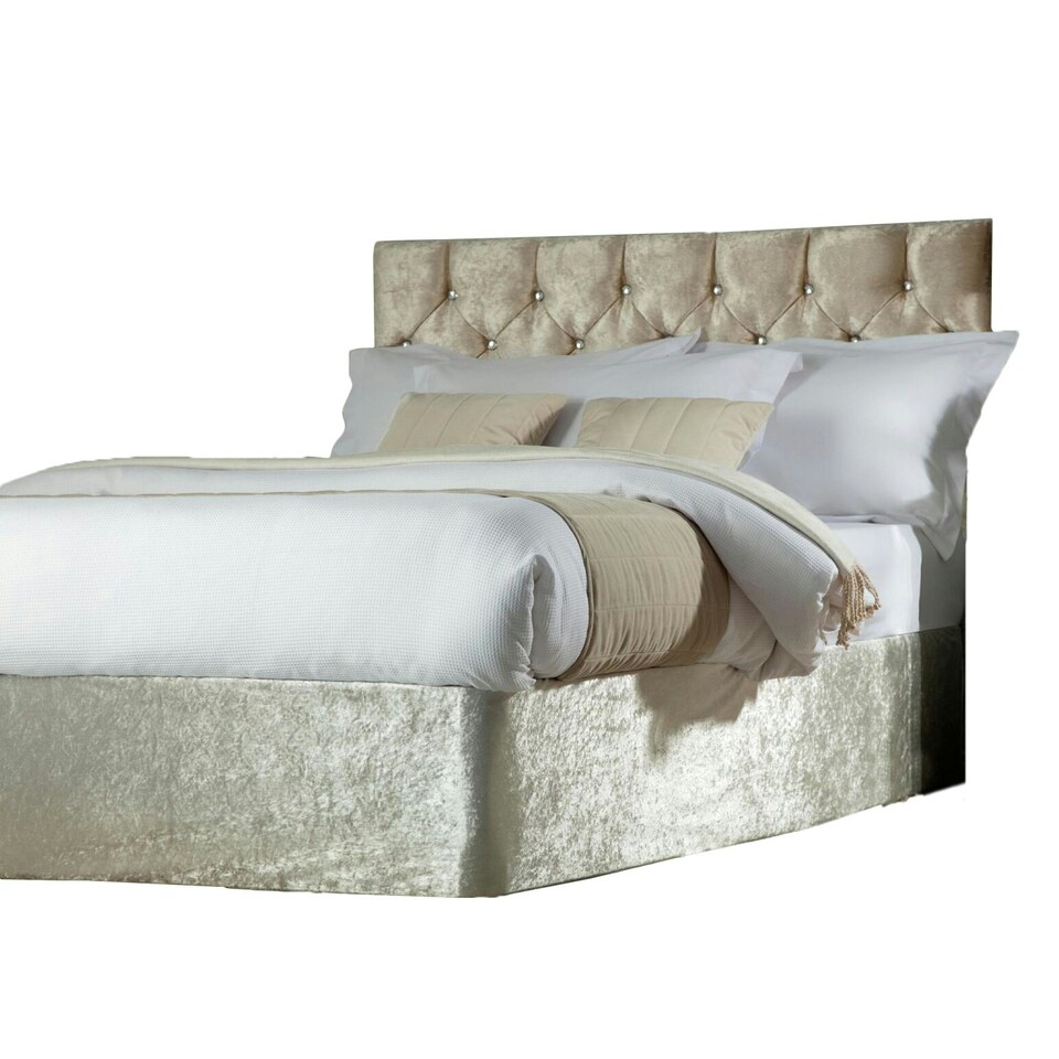 image 1 of Belledorm Divan Crushed Velvet Base Wrap - Champagne - King