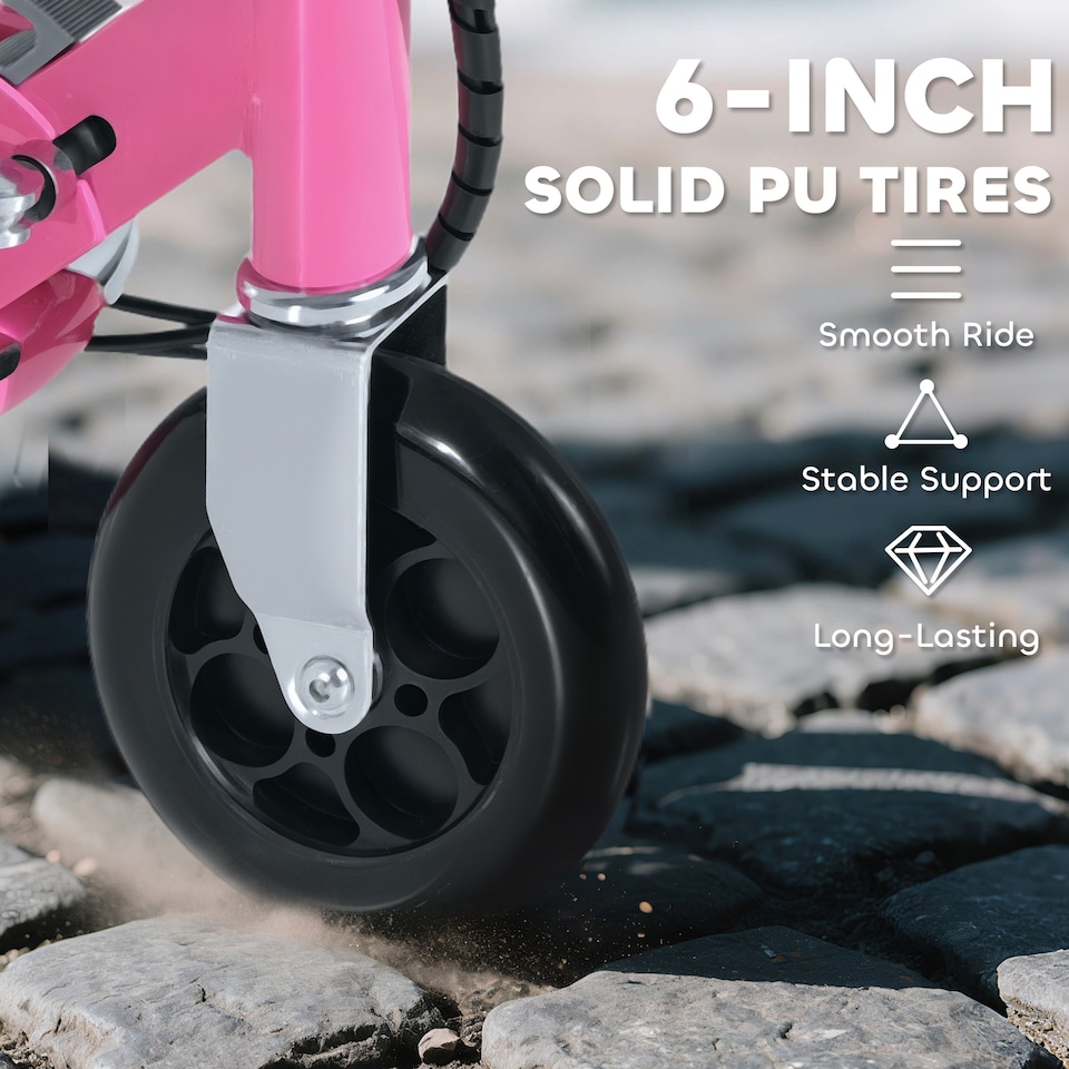image 1 of HOMCOM Foldable Powered Scooter with Adjustable Seat, Brake | Pink