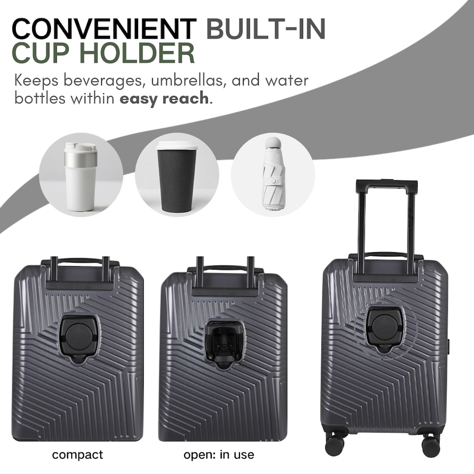 image 1 of 2 Piece Hard Shell Luggage Suitcase Set | Strap On Vanity Case + 20’ inch Small Cabin Suitcase