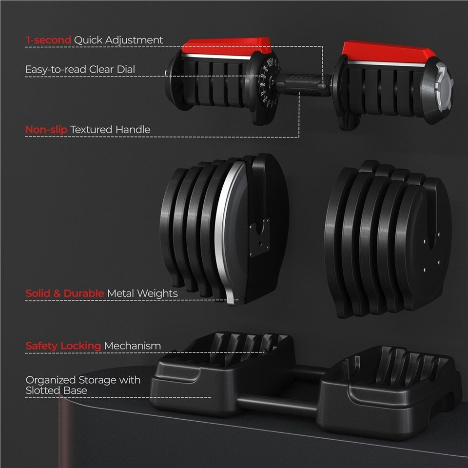 image 1 of Yaheetech 2-40KGS 2-in-1 Dumbbell Weight Set Black
