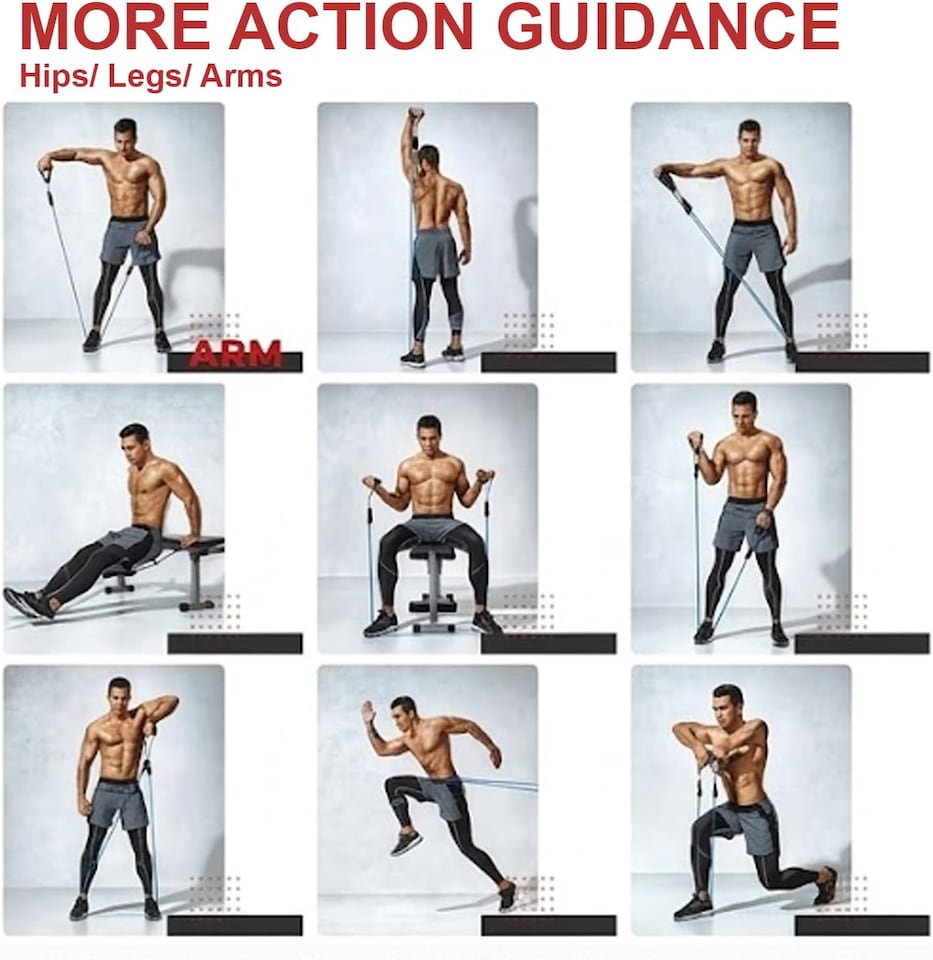 image 1 of 11Pcs Yoga Exercise Bands Resistance Tubes Set Fitness Workout Gym Equipment Stretch Band 5 Anti-Break 2 Foam Handle upto 150LB