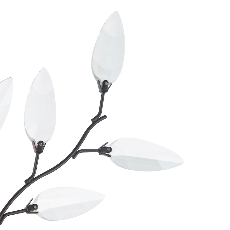 image 1 of Modern Birch Matte Black Wall Lighting Fixture with Transparent Acrylic Leaves | Black