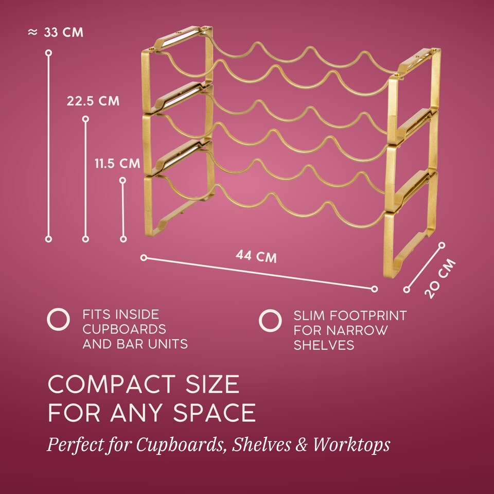 image 1 of Straame Gold 3 Tier Metal Wine Rack
