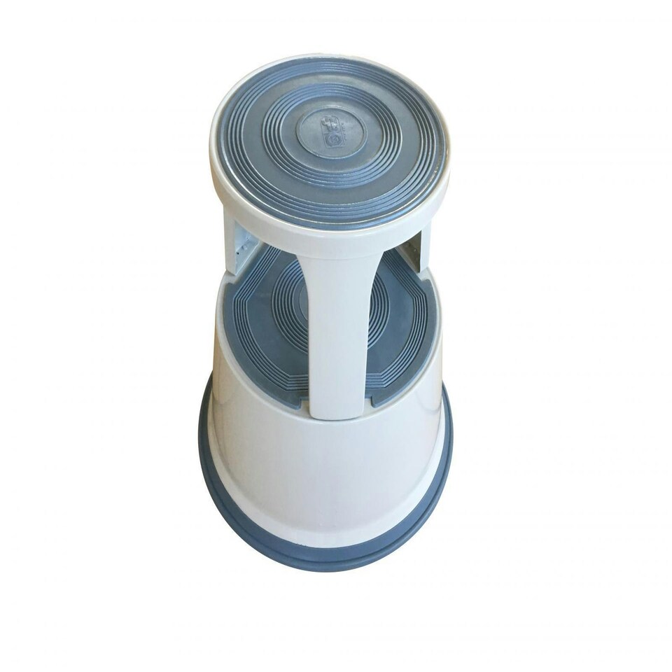 image 1 of Janrax Light Grey Metal Premium Rolling Kick Step Stool
