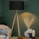 image 1 of ValueLights Morrigan Wooden Tripod Floor Lamp with Black Shade Black