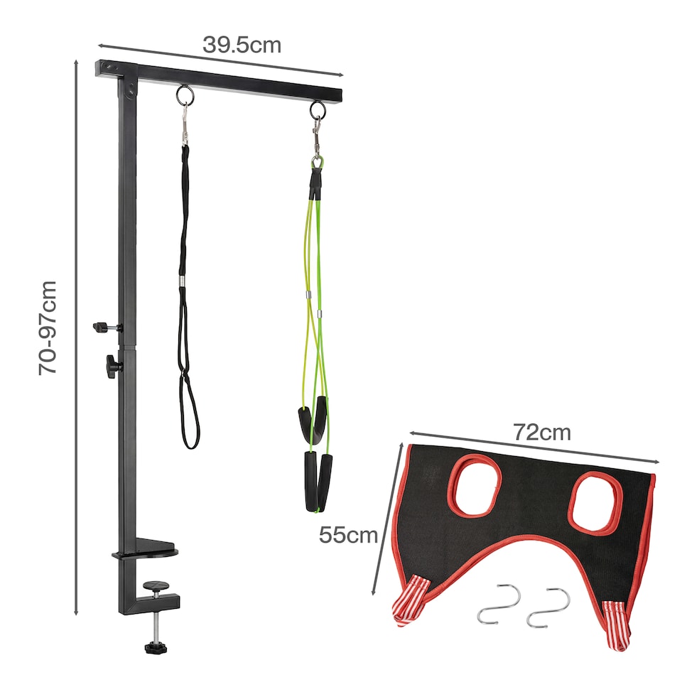image 1 of Skylos Dog Grooming Table Arm Adjustable 270° Steel Clamp Hammock for Home Black