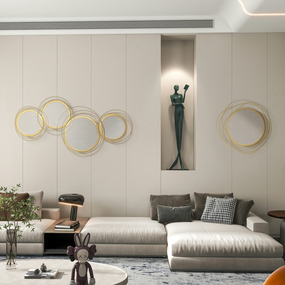 image 1 of HOMCOM Metal Wall Art Decorative Mirror Decor Modern Wall Sculpture 