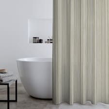 Catherine Lansfield Timeless Stripe Shower Curtain | Green | One Size