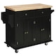 image 1 of HOMCOM Rolling Kitchen Island Cart with Rubber Wood Top Black