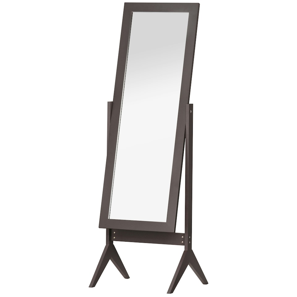 image 1 of HOMCOM Freestanding Dressing Mirror 148x47cm Adjustable Angle Dark Brown Frame