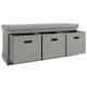 image 6 of HOMCOM Shoe Bench with Seat, Shoe Storage Bench Fabric Drawers, Grey White