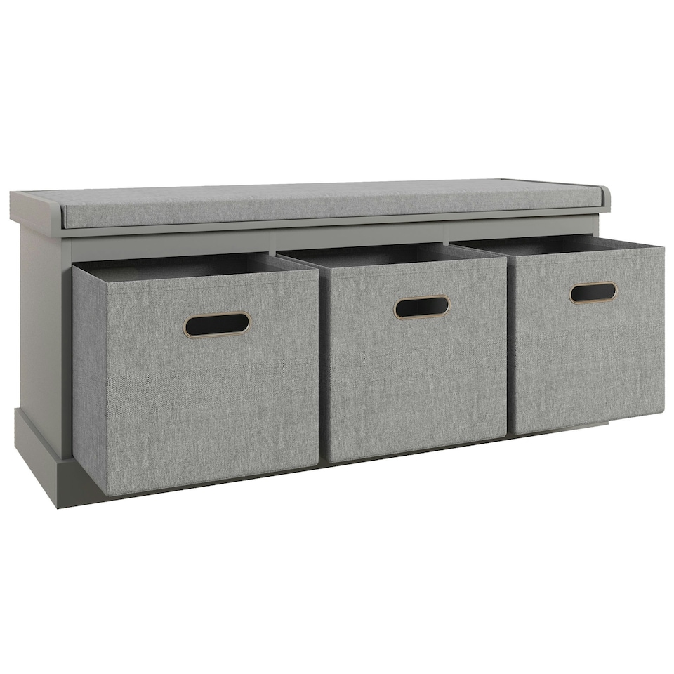 image 1 of HOMCOM Shoe Bench with Seat, Shoe Storage Bench Fabric Drawers, Grey White
