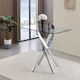image 3 of Glass Dining Table with 4 White Leather Chairs Dining Room Furniture
