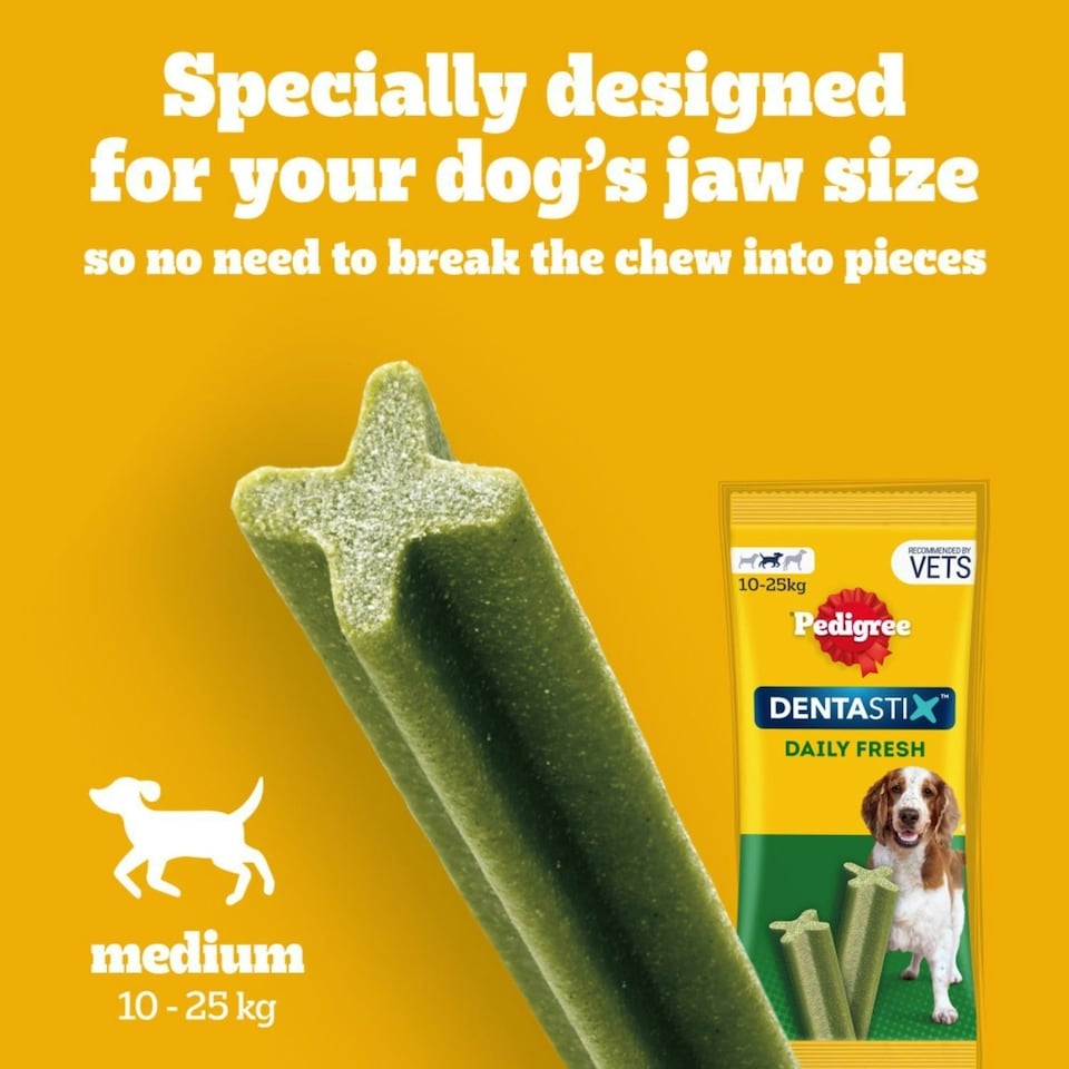 image 1 of 112 Pedigree Daily Dentastix Fresh Dental Sticks Dog Treats Medium Dog Chews