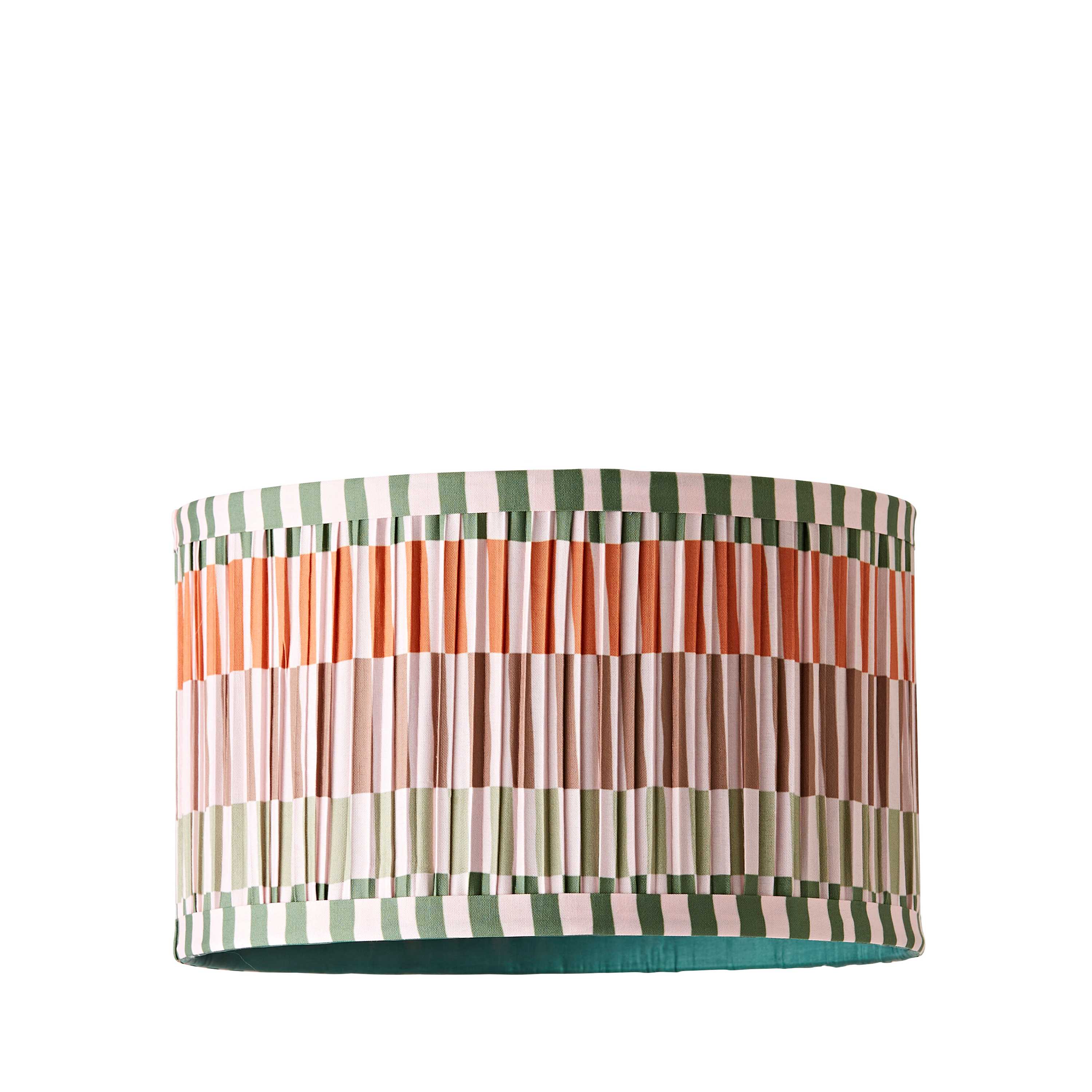 ValueLights Rae Pleated Stripe Neutral Drum Easy Fit Light Lamp Shade with Bulb in Natural | Size: Small