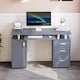 image 2 of Vida Designs Otley 3 Drawer Computer Desk Home Office Workstation, Grey