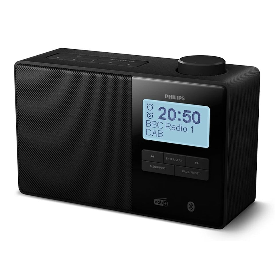 image 1 of Philips TAR5600 DAB/FM Bluetooth Portable Clock Radio | Black