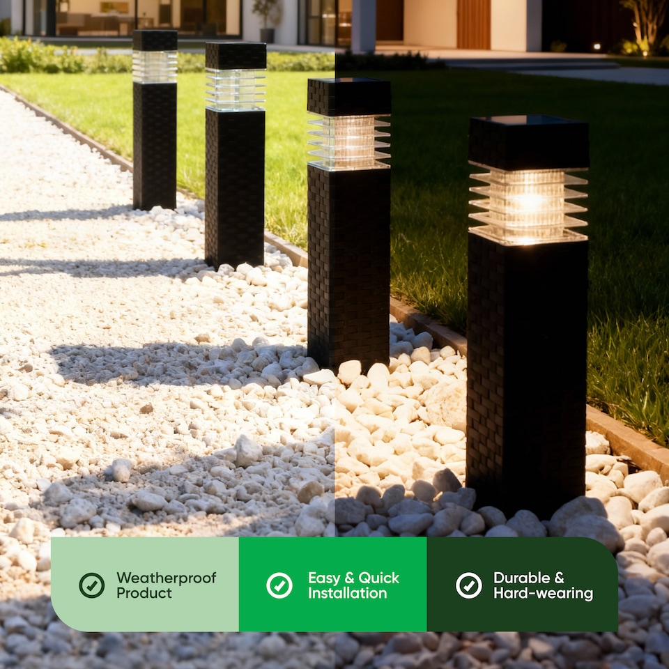 image 1 of Gardenwize Pack of 4 Rattan Style Solar Stake Lights