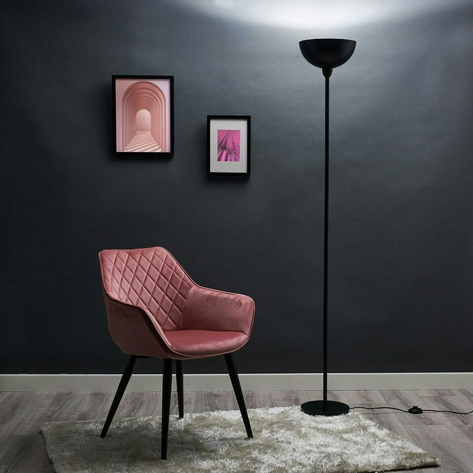 image 1 of ValueLights Forseti Matte Black Floor Lamp and LED Bulb