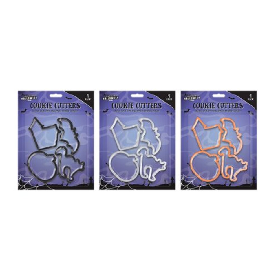 Halloween Plastic Cookie Cutters 4 Pack Assorted Colours - Orange