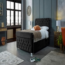 Veneta Plush Black Super King Bed Frame - Black