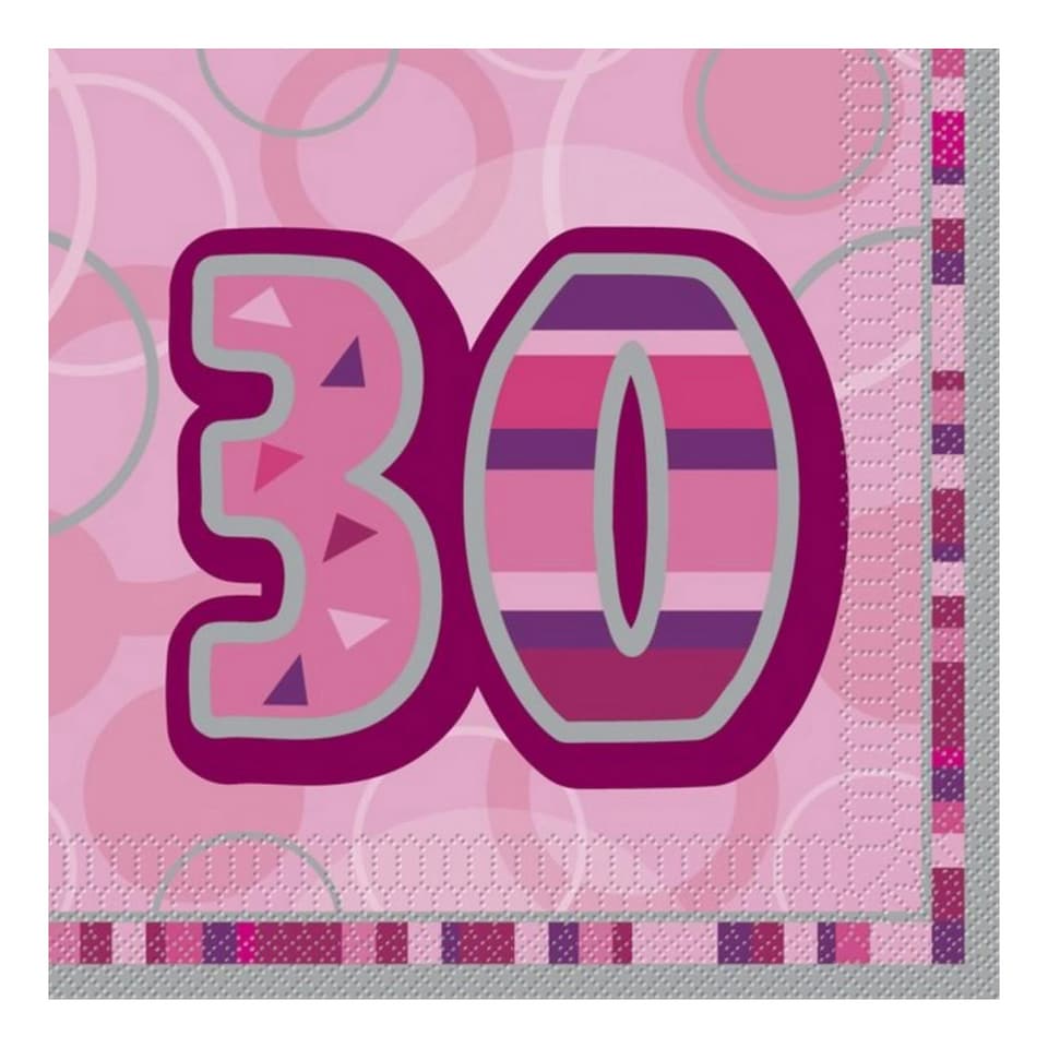 Unique Party Pink Glitz 30th Birthday Party Napkins - Pink - One Size