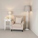 image 1 of ValueLights Victoria White Wood Traditional Stem Table Lamp with Grey Fabric Tapered Shade