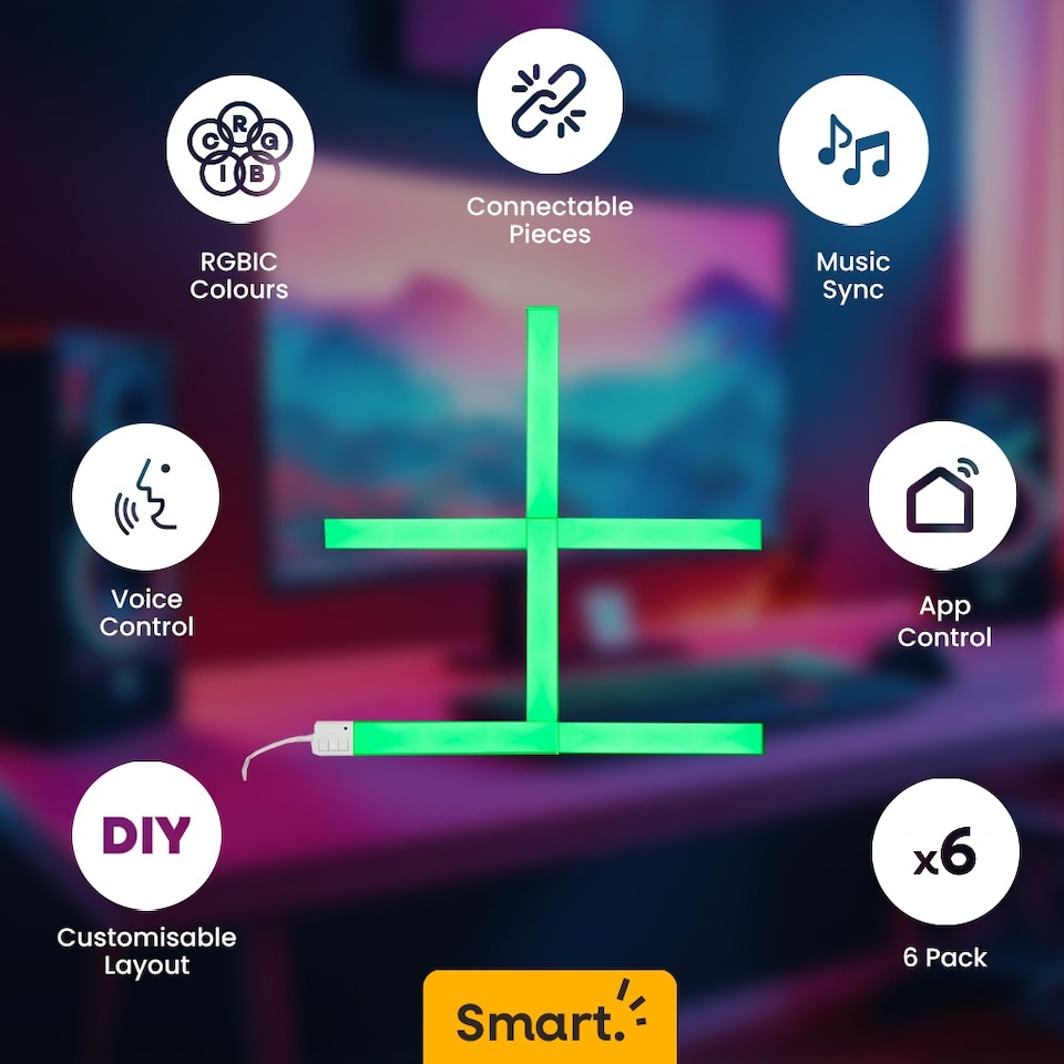 image 1 of ValueLights SMART RGBIC DIY Light Bars Kit