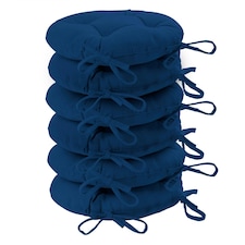 Harbour Housewares Round Garden Chair Seat Cushions - Navy - Pack of 6 Blue