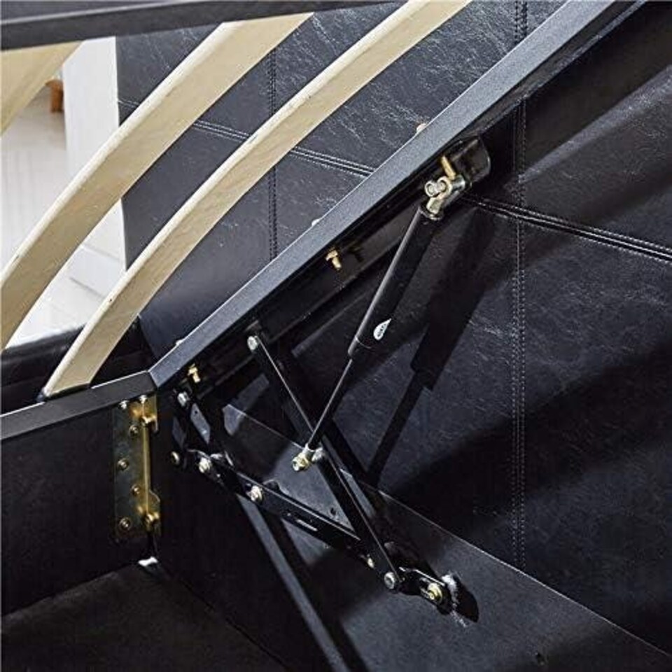 image 1 of Ottoman Storage Bed black 4ft small double velvet cushioned bedroom