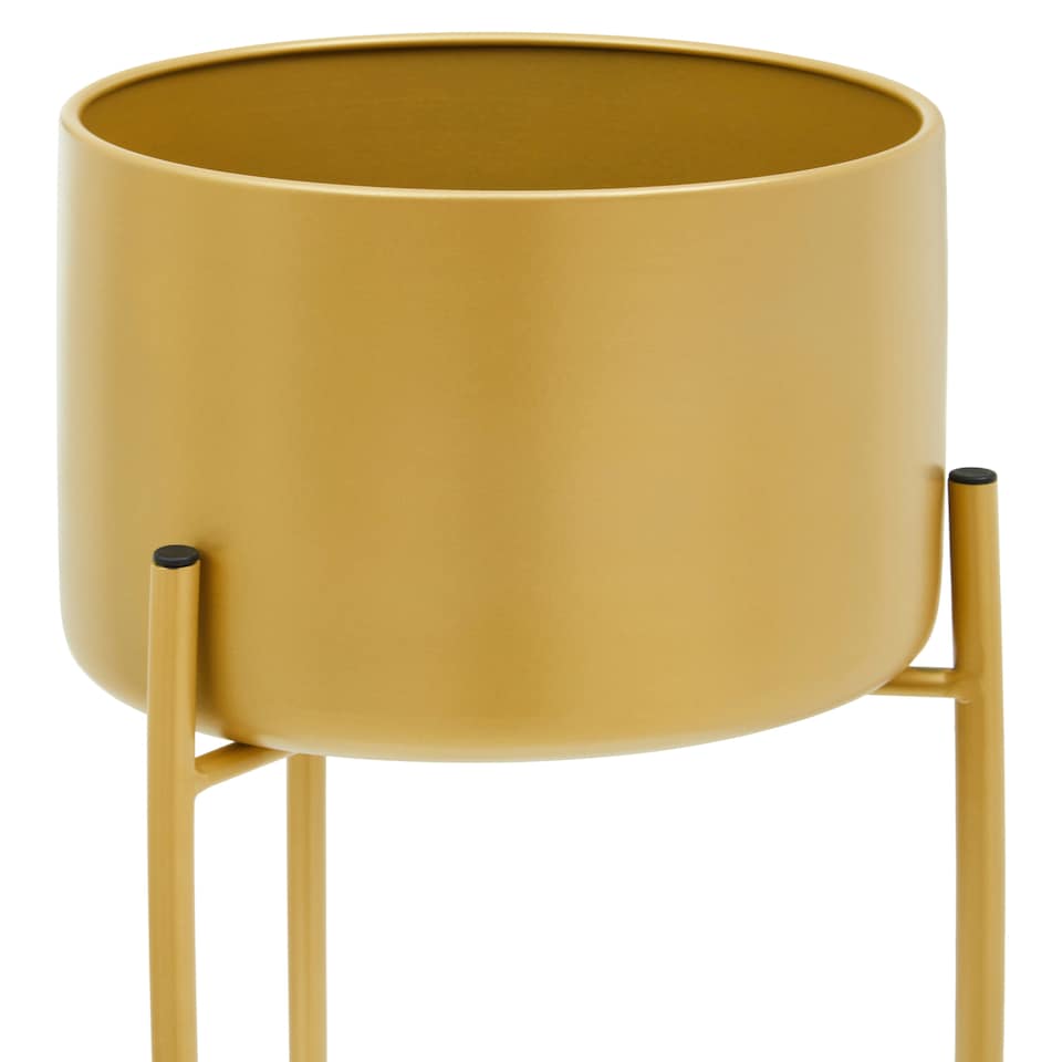 image 1 of Avento Large Gold Finish Floor Planter Gold