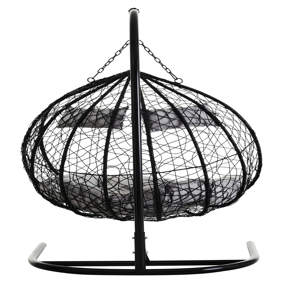 image 1 of Interiors by Premier Versatile Double Black Hanging Chair, Plush Comfort Bedroom Chair, Stable Indoor Chair with grey cusions