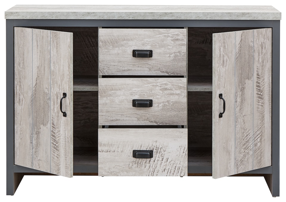 image 1 of Boston 2 Door 3 Drawer Sideboard | Grey | Grey