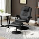 image 2 of HOMCOM Swivel Recliner Chair and Footstool, Faux Leather Massage Recliner Armchair with Remote Control and Round Wrapped Base, Black