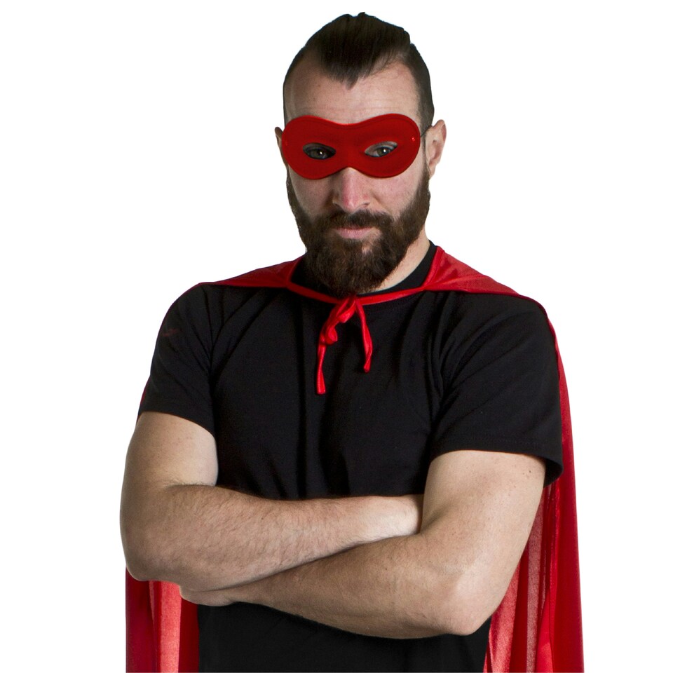 image 1 of Red Eye Mask on Elastic – Fancy Dress Accessory for Superheroes, Masquerade & Costume Parties Red | One Size
