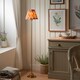 image 2 of Burley Rechargeable Brushed Aged Brass Plate Floor Lamp with Apricot Orange Fabric Zigzag Shade 25cm Integrated LED