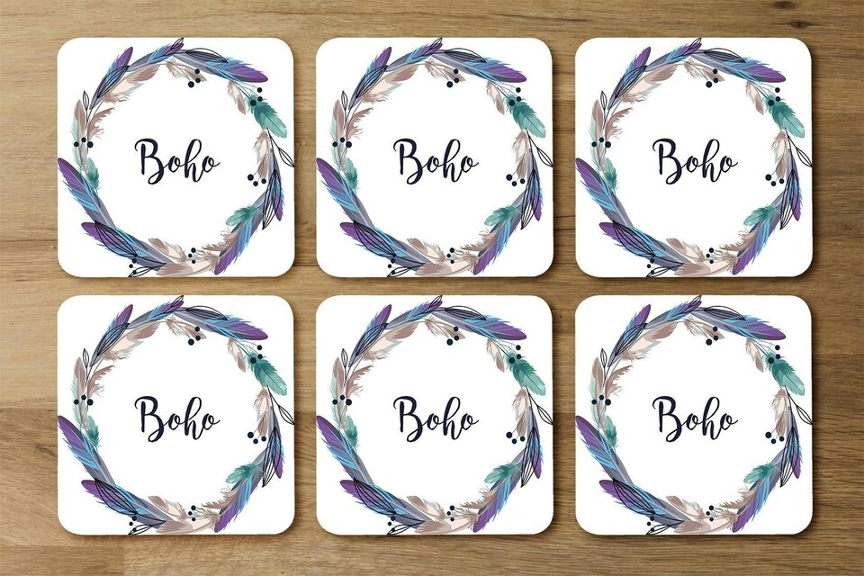image 1 of Boho style wreath feathers (Coaster)