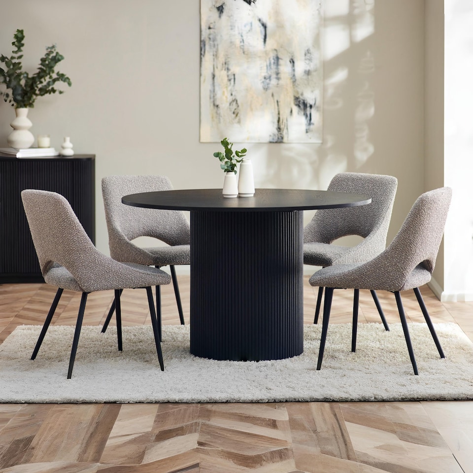 image 1 of Louis Fluted Round Dining Table - Black