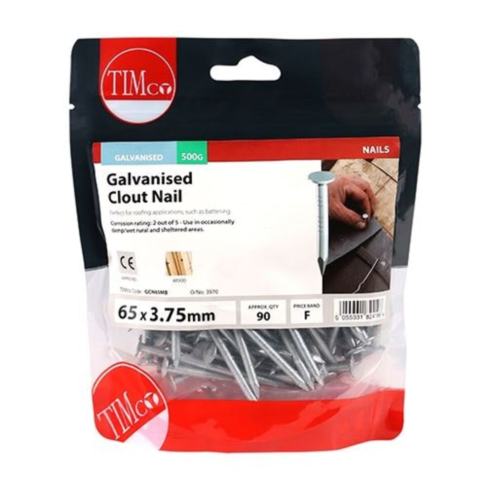 image 1 of Timco - Clout Nails - Galvanised (Size 65 x 3.75 - 0.5 Kilograms)