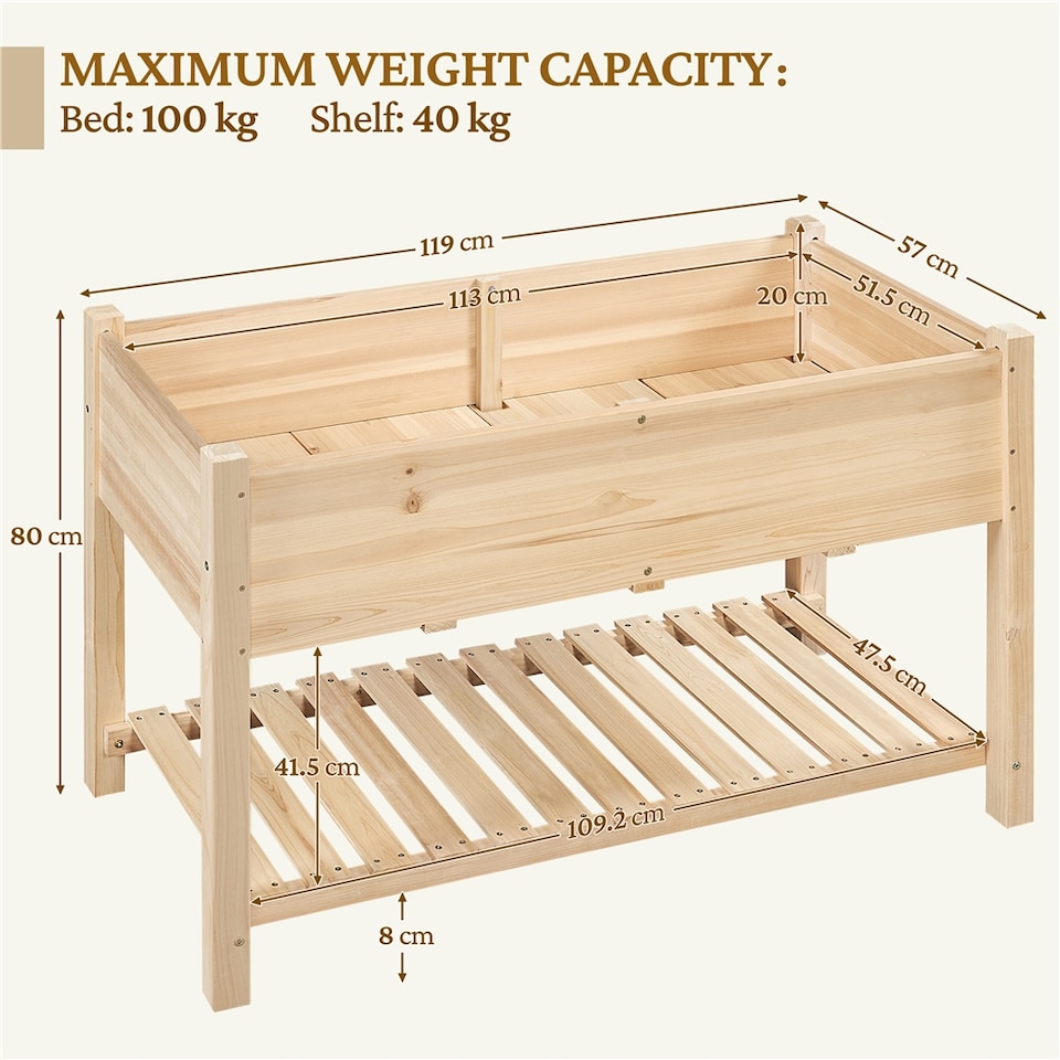 image 1 of Yaheetech 80 cm H Wooden Raised Garden Bed-Wood